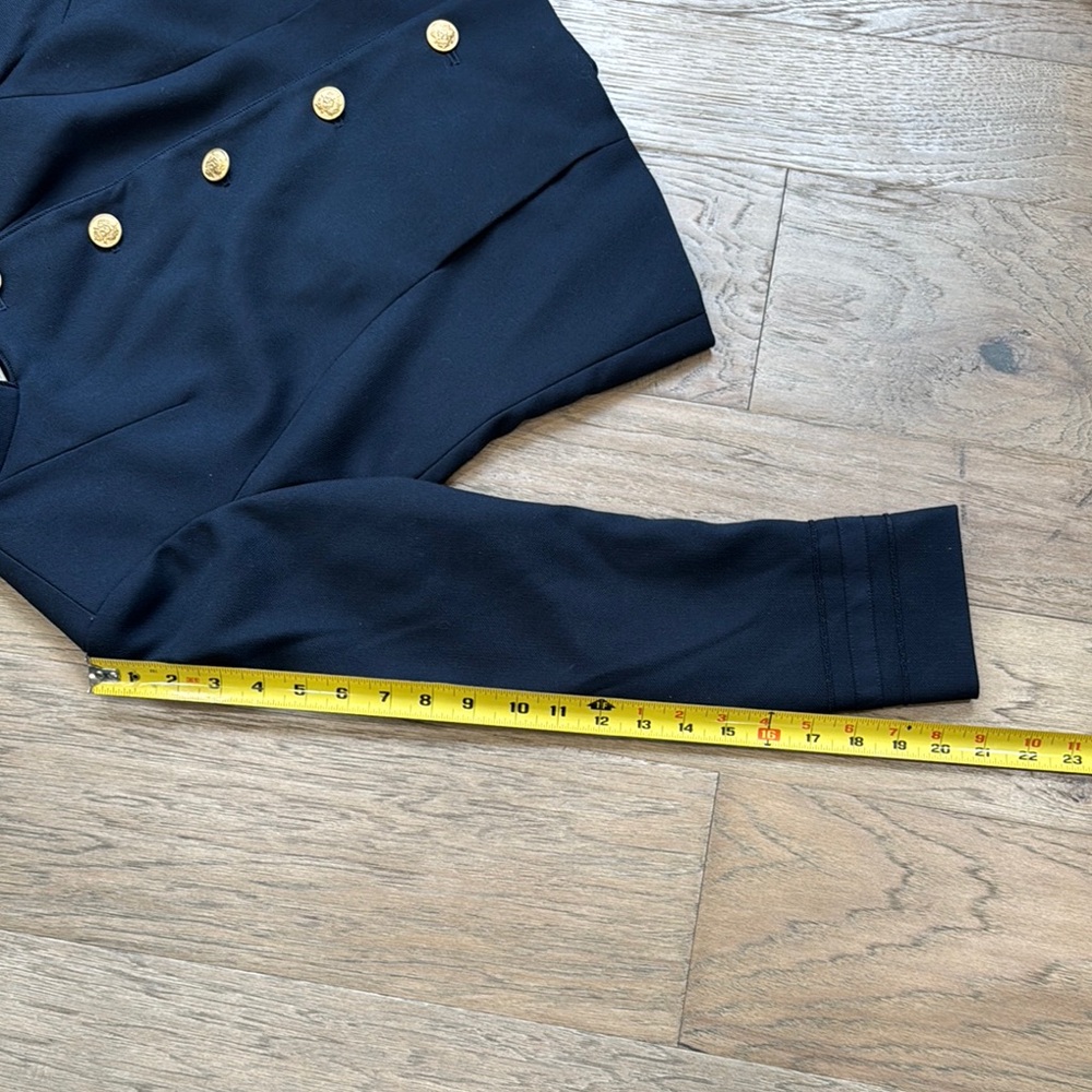 LOFT Navy Asymmetrical Military Structured Suit Jacket Size 00 - Picture 8 of 11